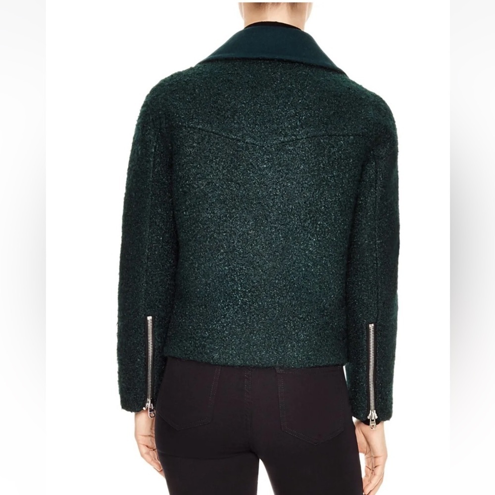 Sandro Paris Wool Moto Green Jacket Coat - Picture 6 of 16